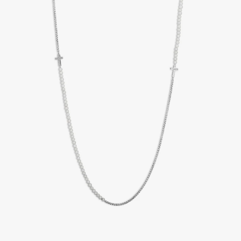 snake chain necklace for men -White Rhodium Plated Silver Ipanema Necklace