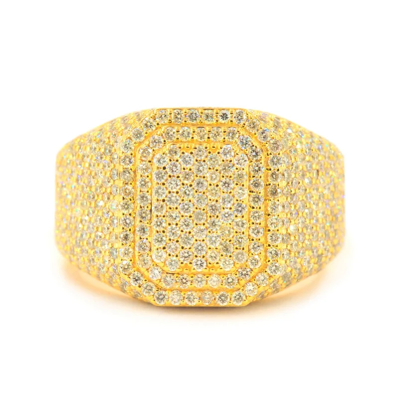 wedding ring sets-Custom Gold 3.5cttw Round Pave Diamond Mens Ring