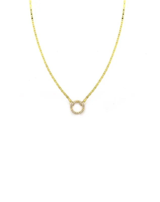 colorful stone necklace for girls -12mm 14K Gold Diamond Lock Necklace: 2mm Valentino Chain