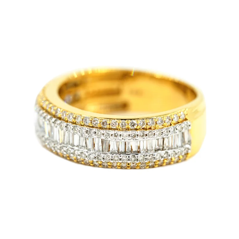 fashion rings for wedding-14K 1.55-1.75 CTW BAGUETTE and ROUND DIAMOND MENS BAND