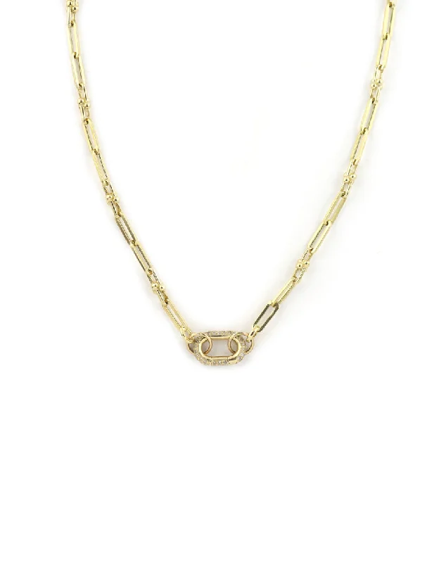 layered necklace set for women -14K Gold Fine Lexi Lock Necklace: Dotted Link Chain