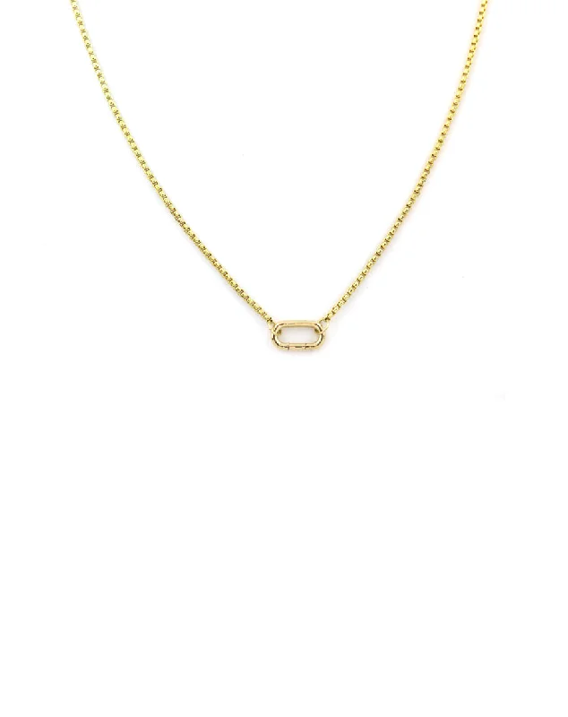 turquoise necklace for men -14K Gold Lexi Lock Necklace: Round Box Chain