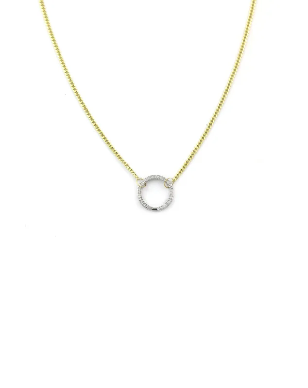 personalized pendant necklace for moms -14K Gold 2mm Cuban Chain 17mm Circle Lock Necklace