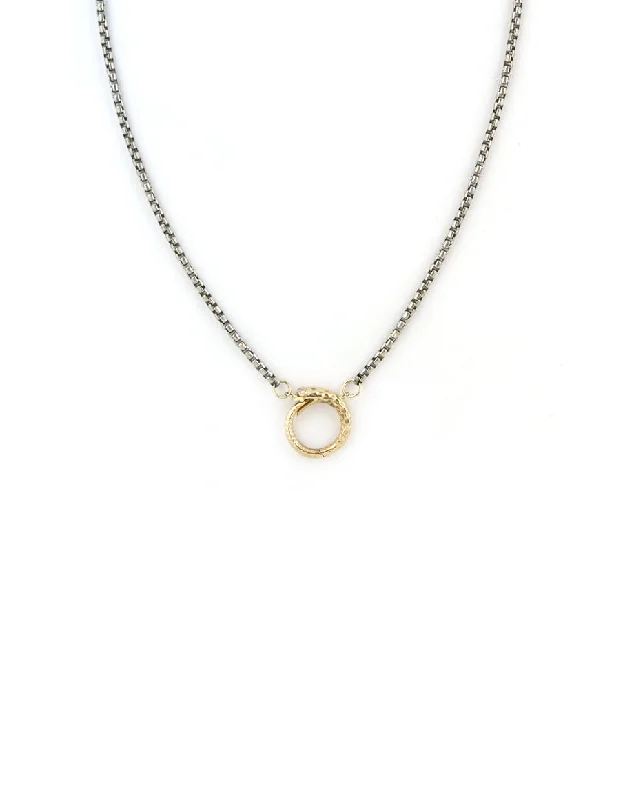 heart shaped necklace for girls -14K Gold Rima Snake Lock Necklace: Silver Round Box Chain