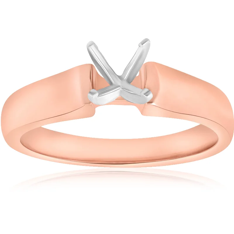 ring sets for brides-14K Rose Gold Solitaire Ring Engagement Setting Mounting Solitaire