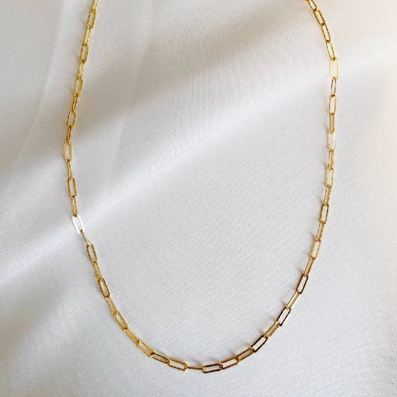 gold chain necklace for men -Allie Gold Filled Paperclip Chain Necklace