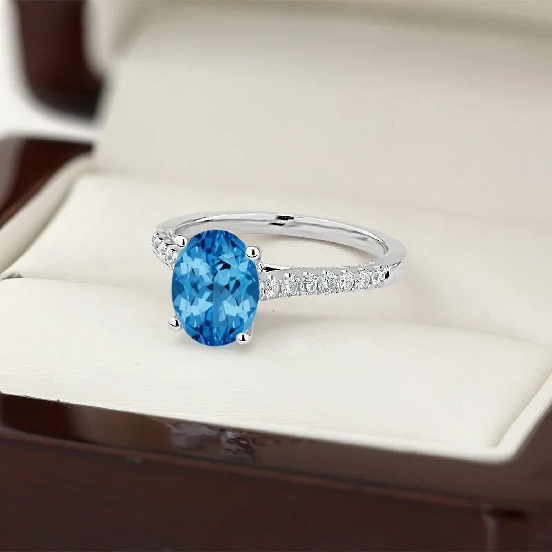 women’s wedding sets-Auriya 1 1/2ct Fancy Oval Swiss Blue Topaz and Diamond Engagement Ring 1/4ctw 14k Gold