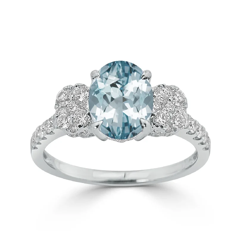 unique wedding bands-Auriya 1 1/2ct Oval-cut Aquamarine and Diamond Ring 3/4ctw 18K Gold