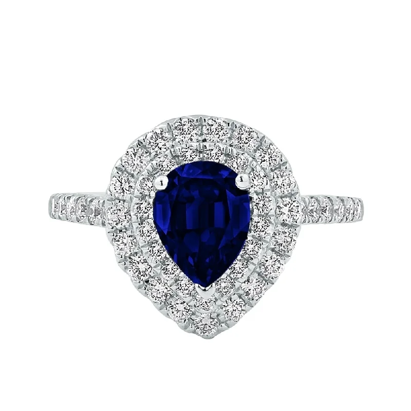 silver promise rings-Auriya 1 1/2ct Pear-cut Blue Sapphire and 5/8ctw Diamond Engagement Ring 18K Gold