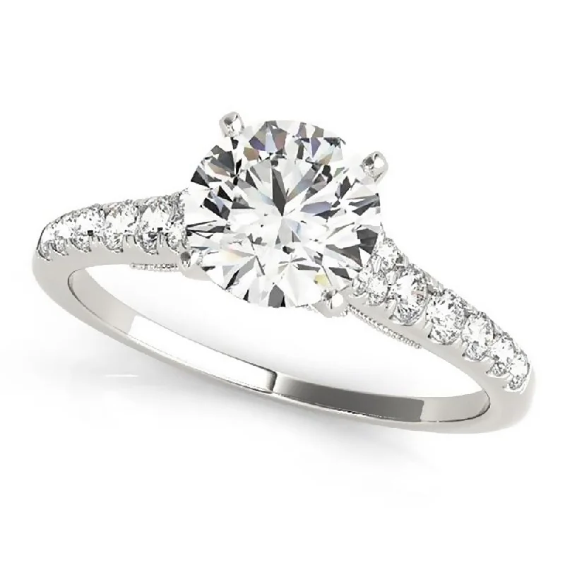 engagement rings with side stones-Auriya 1 1/2ct Vintage Moissanite and Diamond Engagement Ring 1/4ctw 14K Gold