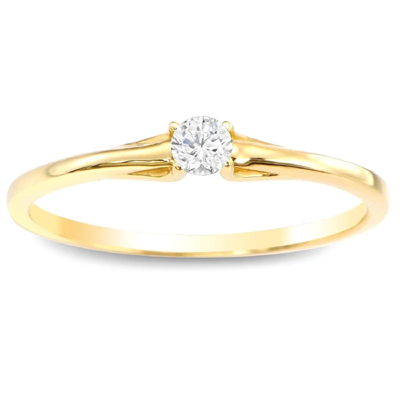 pink sapphire rings-Auriya 1/10ctw Petite Solitaire Diamond Stacking Promise Ring 10k Gold