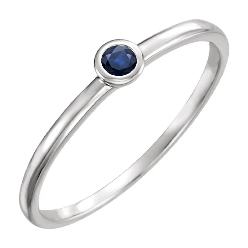 women’s chunky rings-Auriya 10k Gold 0.06ctw Ultra-thin Stackable Accent Sapphire Ring Bezel-set