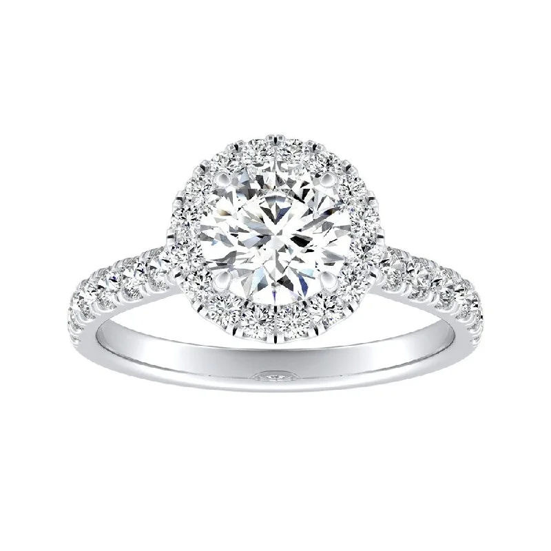 diamond promise rings-Auriya 14k Gold 1/2ct Moissanite Halo Diamond Engagement Ring 5/8ctw