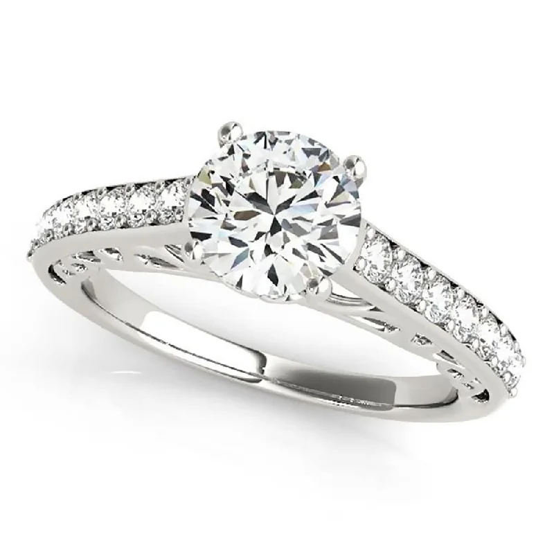 wedding bands for couples-Auriya 14k Gold 4ct Round Brilliant Moissanite and 1/3ctw Diamond Engagement Ring