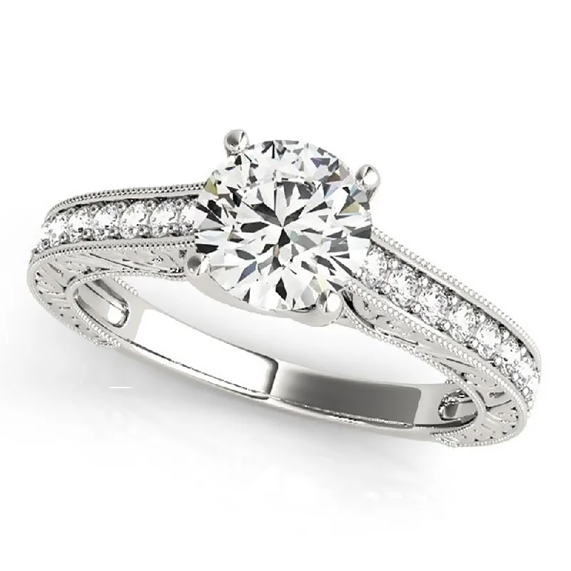 cheap wedding rings-Auriya 14k Gold 4ct Vintage Moissanite and Diamond Engagement Ring 1/4ctw