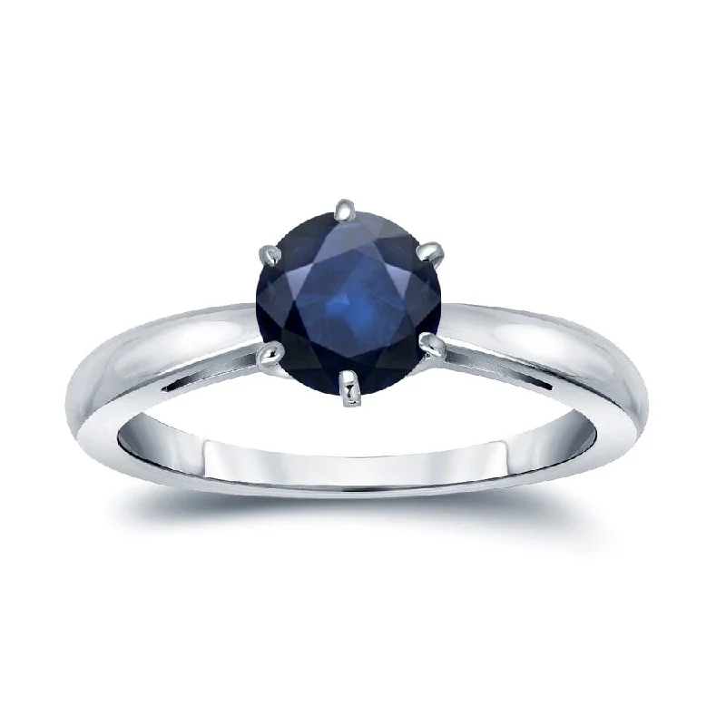 platinum engagement rings-Auriya 14k Gold Blue Sapphire Solitaire Engagement Ring 1 1/4ct TGW