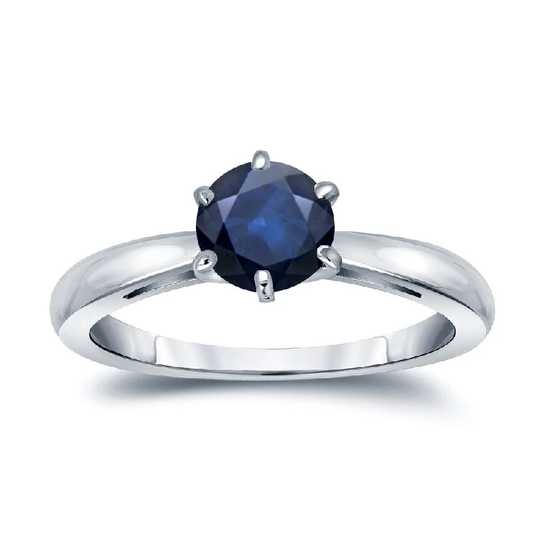 sapphire engagement rings-Auriya 14k Gold Blue Sapphire Solitaire Engagement Ring 1ct TGW