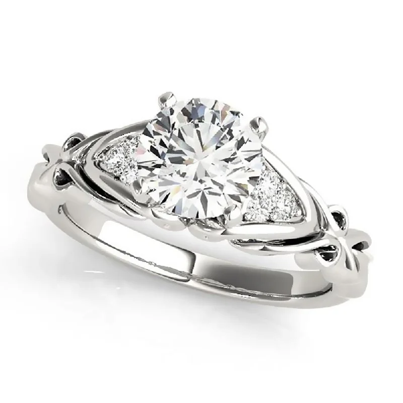 engagement rings with halos-Auriya 14k Gold Carved 2ct Moissanite and Diamond Engagement Ring 1/10ctw