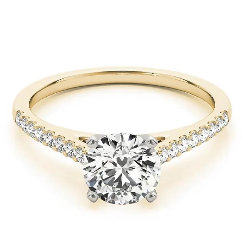 stacking rings for women-Auriya 14k Gold Classic 1/2ct Moissanite and Diamond Engagement Ring 1/6ctw