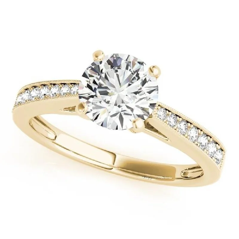 custom wedding bands-Auriya 14k Gold Classic 2ct Moissanite and Diamond Engagement Ring 1/6ctw