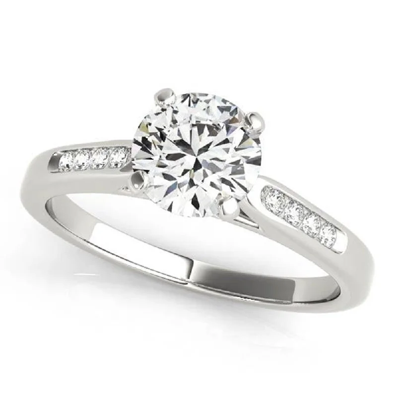 vintage silver rings-Auriya 14k Gold Classic 3ct Round Moissanite and Diamond Engagement Ring 1/10ctw