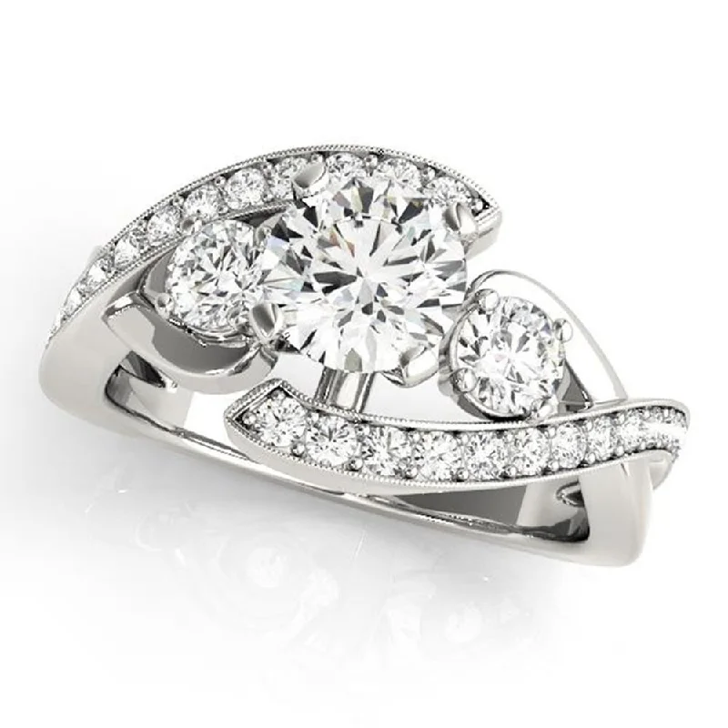 high-end engagement rings-Auriya 14k Gold Unique 2 1/2ct Moissanite 3-Stone Diamond Engagement Ring 5/8ctw