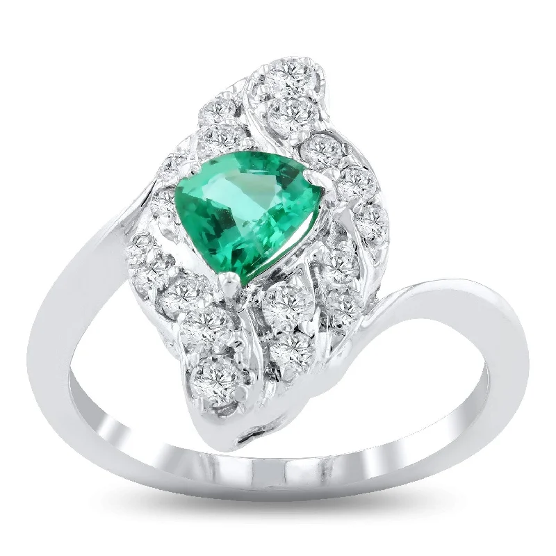 affordable diamond rings-Auriya 18k White Gold 1/2ct Emerald and 3/8ct TDW Diamond Ring