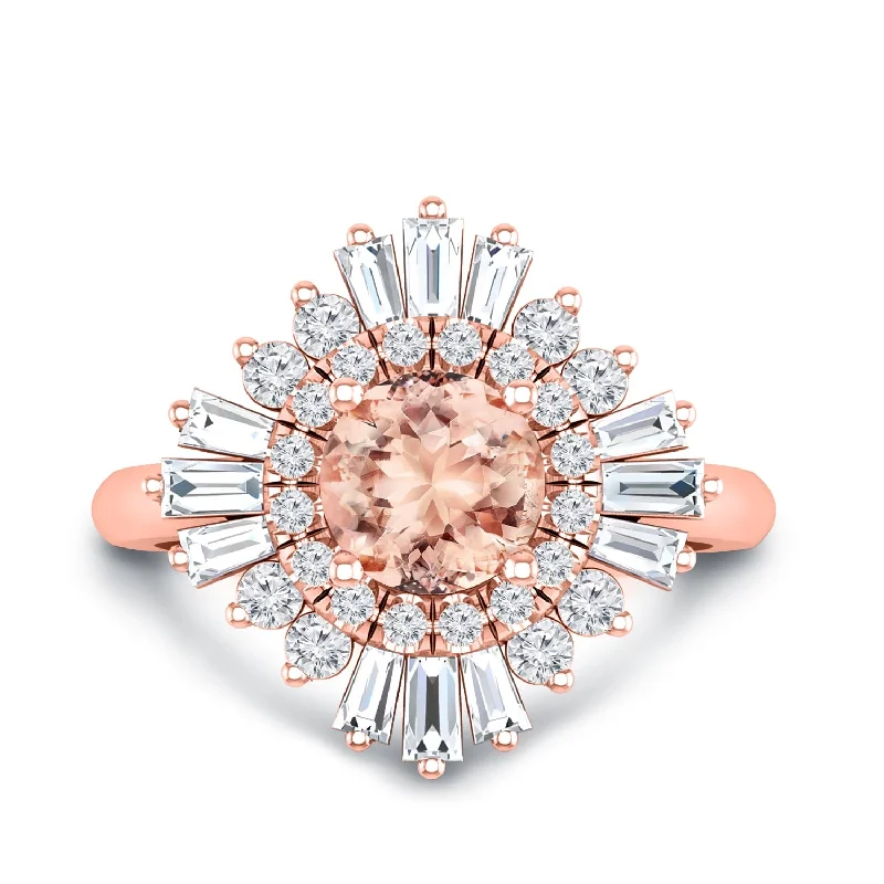 unique wedding bands-Auriya 1ct Morganite and Diamond Ballerina Engagement Ring 3/4ctw 14k Gold