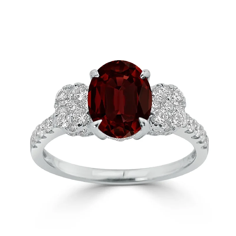 oval engagement rings-Auriya 2 1/2ct Oval-cut Red Garnet and Diamond Ring 3/4ctw 18K Gold