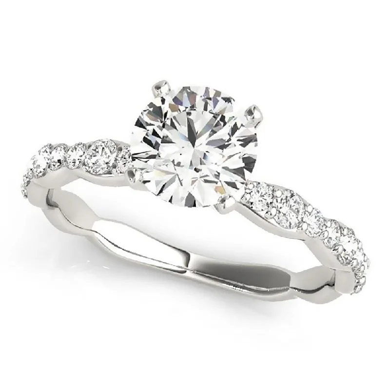 unique engagement rings-Auriya 2ct Round Moissanite and 1/3ctw Diamond Engagement Ring 14K Gold