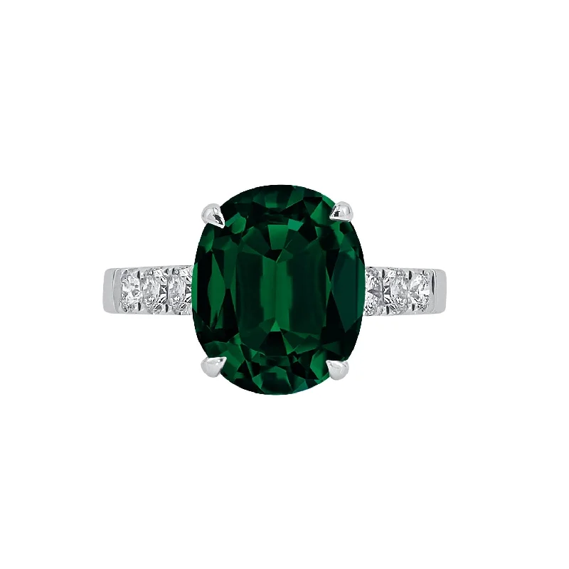 silver rings for men-Auriya 3 3/4ct Oval-cut Emerald and Diamond Ring 3/8ctw 18K Gold