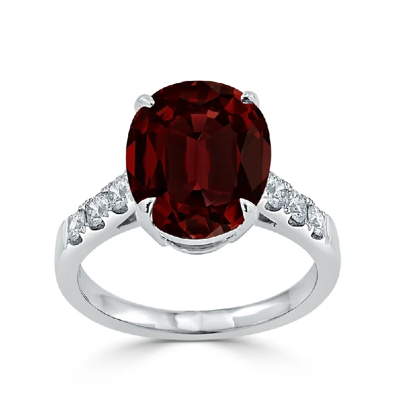 sterling silver men’s rings-Auriya 4 7/8ct Oval-cut Red Garnet and Diamond Ring 3/8ctw 18K Gold