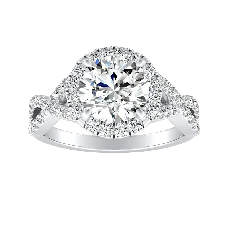 best men’s rings-Auriya Infinity Round2ct Moissanite and 1/2ctw Diamond Halo Engagement Ring 14K Gold