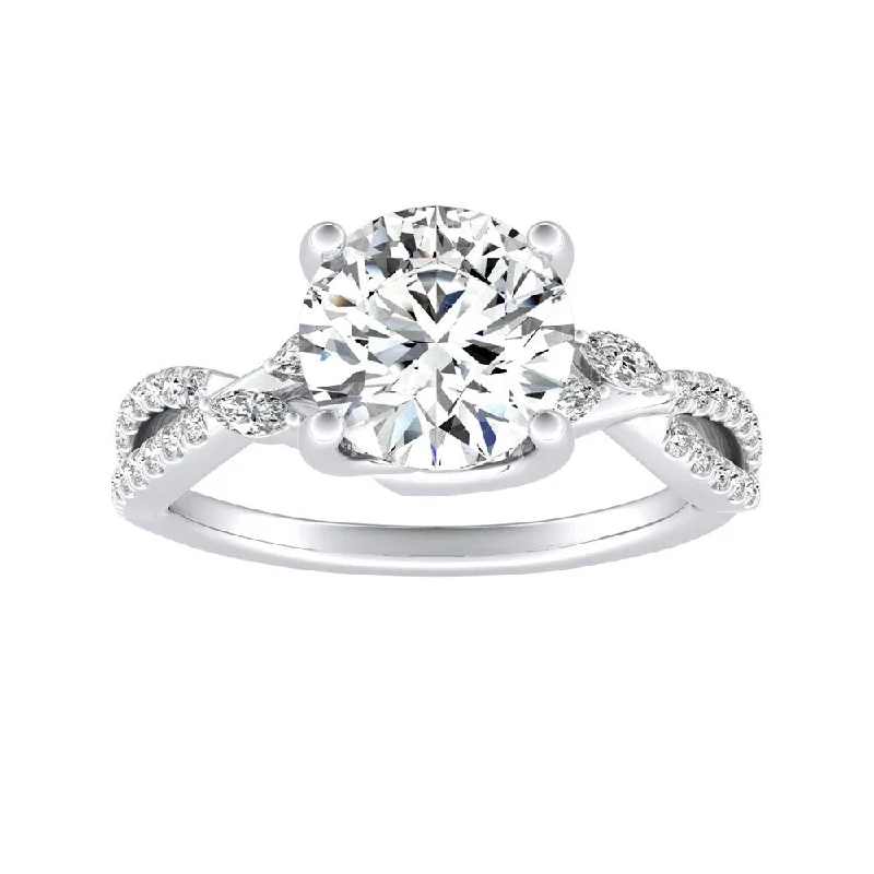 wedding bands for couples-Auriya Nature Inspired 2ct Moissanite and 1/4ctw Diamond Engagement Ring 14k Gold