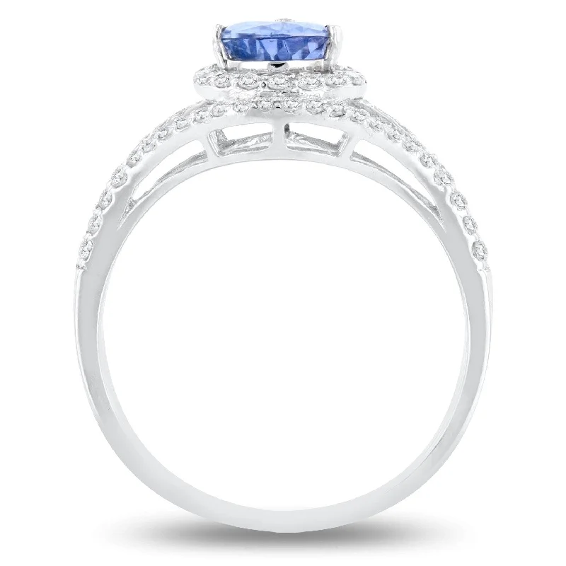 cubic zirconia wedding rings-Auriya Platinum 1 1/4ct Unheated Natural Color Change Sapphire and 1/3ct TDW Diamond Ring