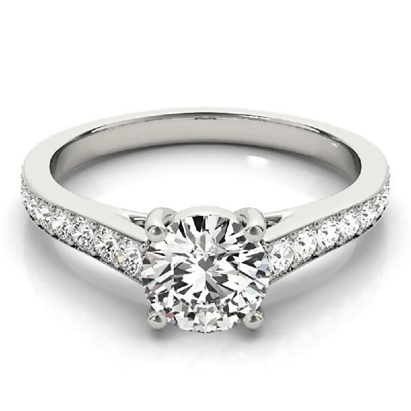 diamond rings for men-Auriya Round 1/2ct Moissanite and 1/3ctw Diamond Engagement Ring 14K Gold