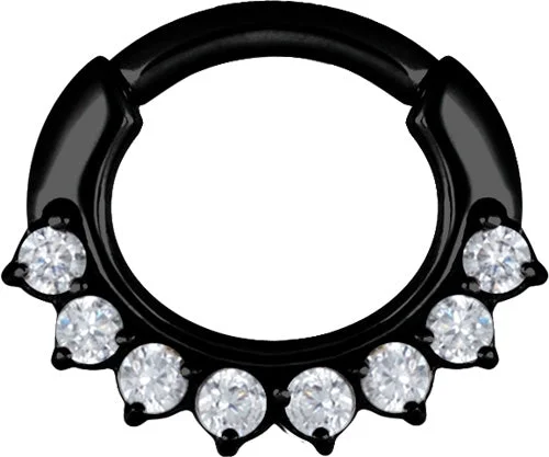 high-end engagement rings-Black Jewelled Hinged Ring - E212C