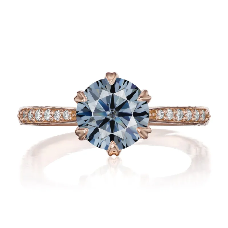 vintage engagement rings-・CAMILLE・Iconic™ Grey Moissanite, Twig Textured Diamond Band (1.5ct Center)