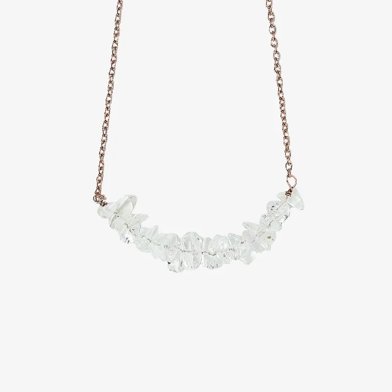 crystal necklace for weddings -Clear Quartz Chip Choker