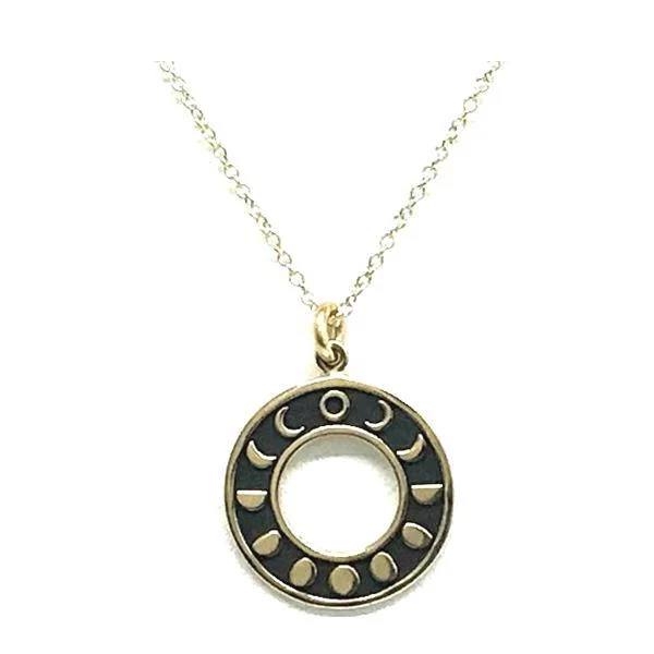 sterling silver heart necklace -Mixed Metal: Bronze Round Moon Phase: Gold Fill Chain (NCGP460MN)