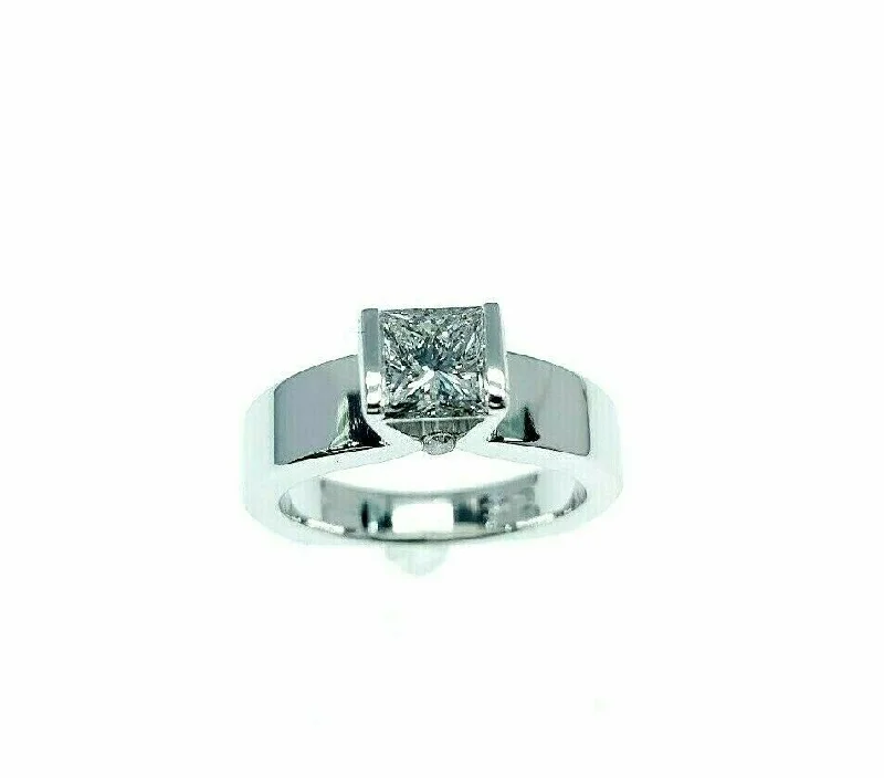 cubic zirconia rings-Custom Made Platinum Diamond Wedding Ring AGS Ideal Cut F VS1 1.00 Ct. Center