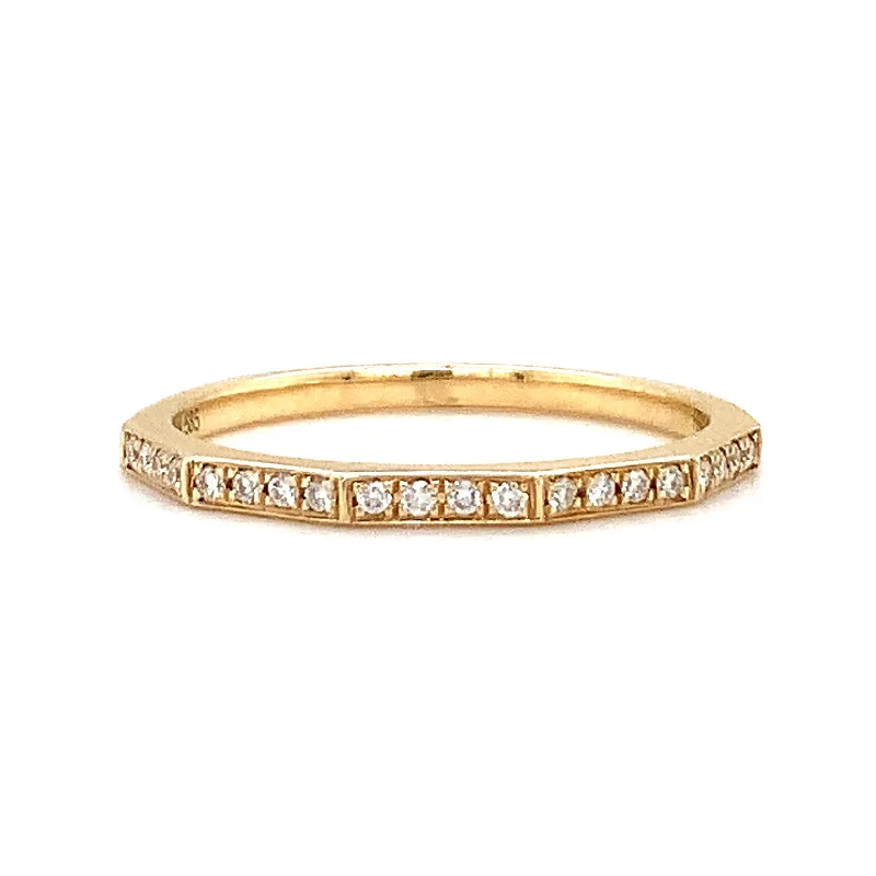 minimalist rings for women-Diamond & Yellow Gold Geometric Wedding Band - "Vera"