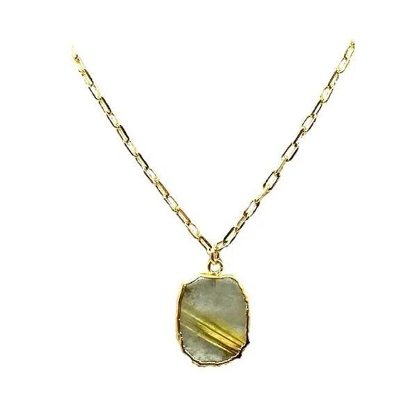 elegant diamond necklace for weddings -Electroform Pendant on Gold Fill Link Chain: Rutilated Quartz (NGCP749RQZ)