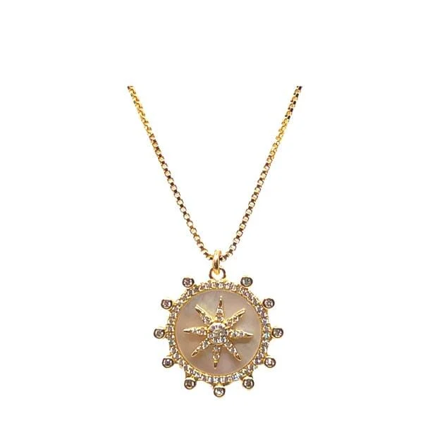 custom letter necklace for girls -Enamel Starburst Charm on 18kt Gold Fill Chain: WT (NGCP756MN)