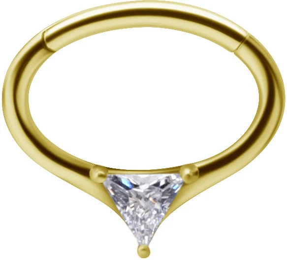 18k gold engagement rings-Gold Jewelled Hinged Septum/Daith Clicker - E400B