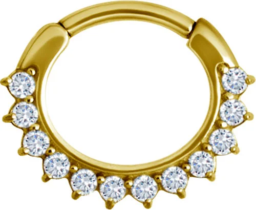 elegant engagement rings-Gold Jewelled Septum/Ear Clicker - E45C