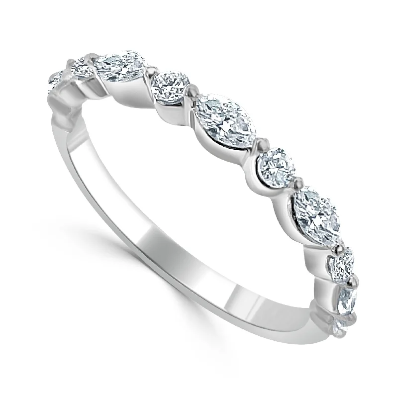 white gold engagement rings-Joelle Diamond 0.50ct Marquise Band for Her - 14K Gold Size 6.5