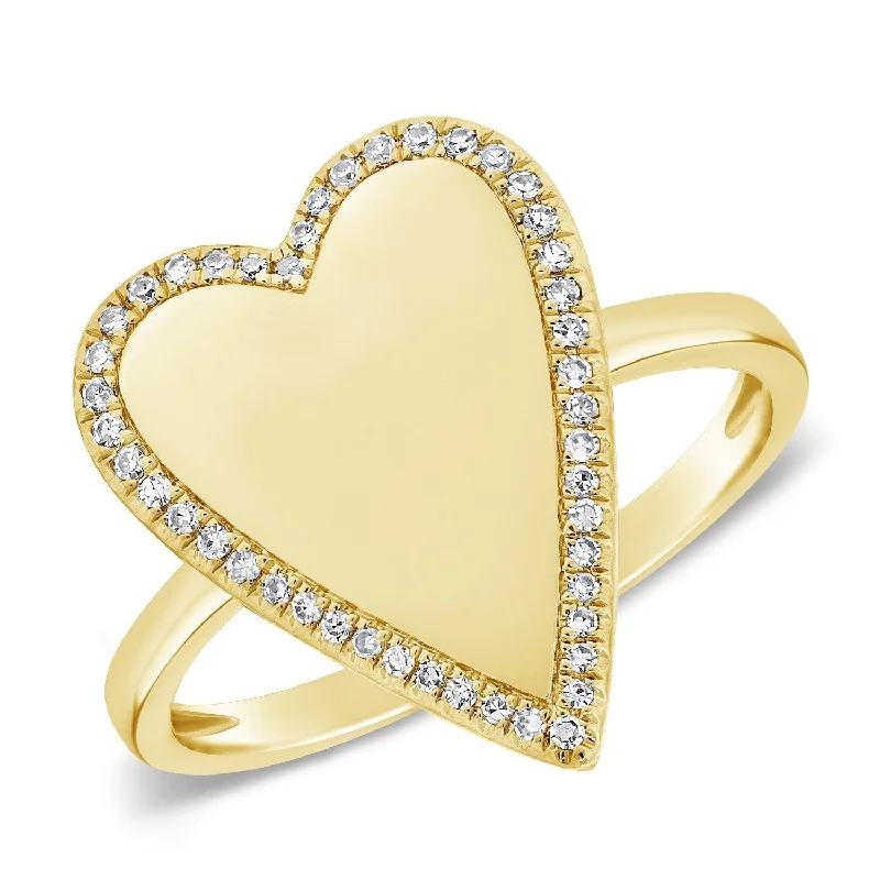 heart-shaped rings-Joelle Diamond 1/10 ct. t.w. Pave Heart Ring 14k Gold