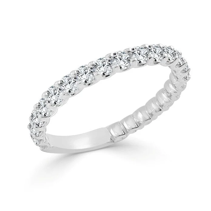 unique men’s rings-Joelle Diamond 1ct Wedding Band for Her 3/4 way around 14K Gold Ring