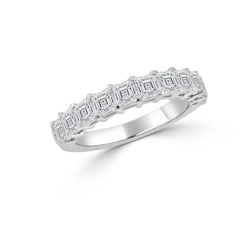 elegant engagement rings-Joelle Diamond Asher Cut 1/2 Way Around Band 1 5/8 CT TDW 14K White Gold